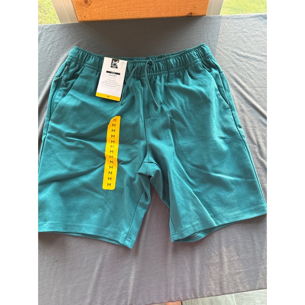 Members Mark Luxe Shorts Teal Green 9 Inch Inseam Zipper Pocket Womens Medium